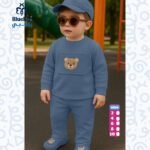 ⁦بجامه اولادي بسكوته مقاس ٦ لون ازرق عليها دبدوب⁩ - الصورة ⁦2⁩