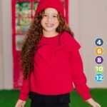 تيشرت بناتي فيونكه احمر