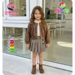 طقم بناتي جلد تلت قطع جيبه وجاكت جلد وبودي