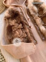 طقم فرو بناتي تلت قطع بني